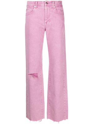 7 For All Mankind ripped-detail straight-leg jeans - Pink