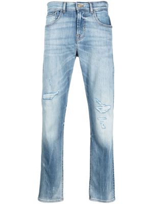7 For All Mankind ripped straight-leg jeans - Blue