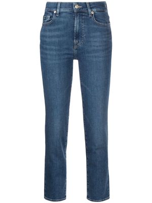 7 For All Mankind Slim Illusion Saturday straight-leg cropped jeans - Blue