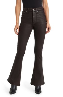7 For All Mankind Tailorless Coated Ultra High Waist Skinny Bootcut Jeans in Chocolate Coated