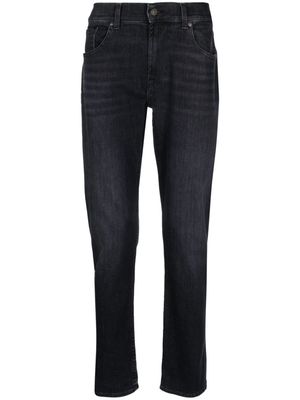 7 For All Mankind tapered-leg stretch-cotton jeans - Black