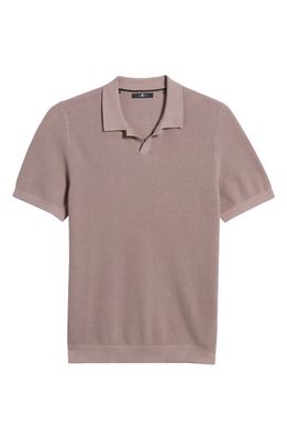 7 For All Mankind Textured Buttonless Polo in Mauve