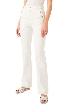 7 For All Mankind Welt & Button Flare Jeans in White
