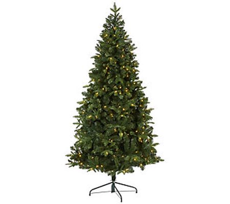 7' Lit Spruce Flat Back Christmas Tree by Nearl y Natural