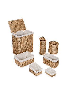 7-Piece Water Hyacinth Woven Bathroom Storage Set