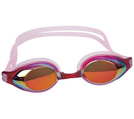 7" Pink Mirrored Competition Swimming Goggles