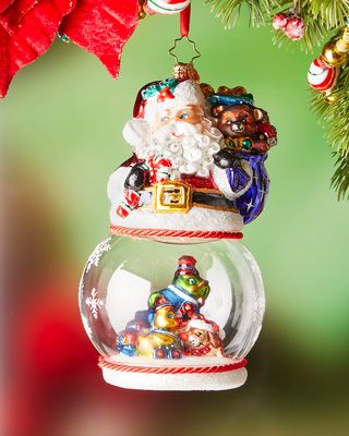 7" Santa's Magic Snow Globe Christmas Ornament