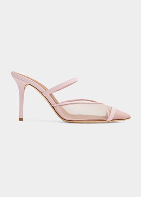 70mm Mesh Strap Pointed-Toe Mules