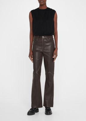 70s Stretch Bootcut Seamed Leather Pants