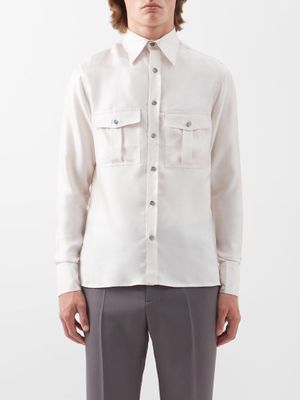 73 London - Bellowed-pocket Silk-twill Shirt - Mens - White