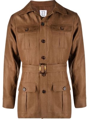 73 London belted linen safari jacket - Brown