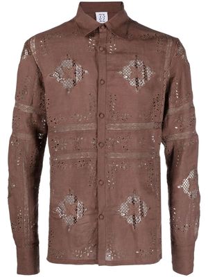 73 London broderie anglaise-detailed shirt - Brown