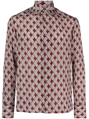73 London diamond-print silk shirt - Pink