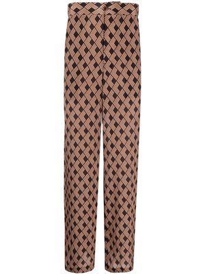 73 London geometric-print wide-leg trousers - Brown