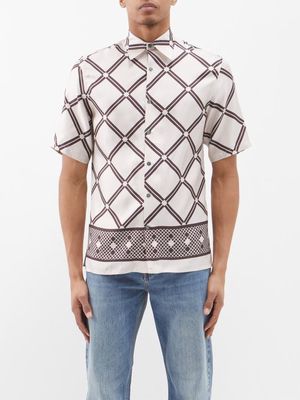 73 London - Printed Silk-twill Short-sleeved Shirt - Mens - Cream Multi