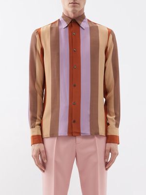 73 London - Stripe-jacquard Silk Shirt - Mens - Multi