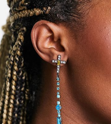8 Other Reasons baptize drop earrings in gold and blue
