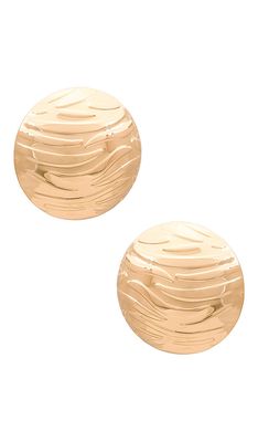 8 Other Reasons Circle Stud Earring in Metallic Gold.