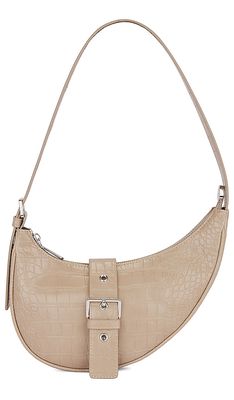 8 Other Reasons Crescent Buckle Bag in Tan.