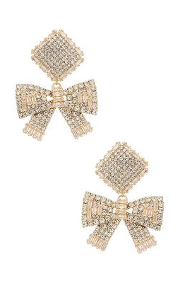 8 Other Reasons Dangle Bows Earrings in Metallic Gold.