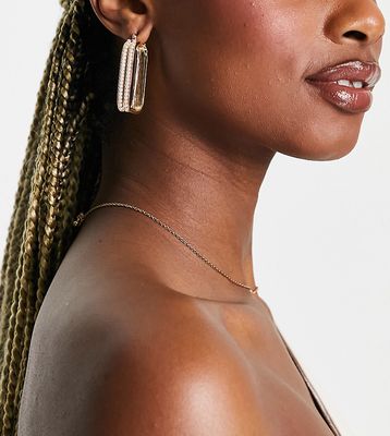 8 Other Reasons diamante oval hoop earrings in gold tone
