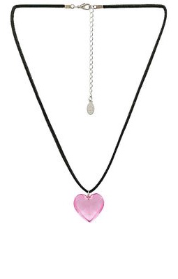 8 Other Reasons Heart Pendant Choker in Pink.