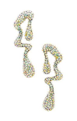 8 Other Reasons Jeweled Drip Earrings in Metallic Silver.
