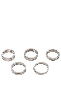 8 Other Reasons Simple Band Ring Set in Metallic Silver.