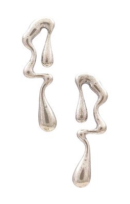 8 Other Reasons x Nat & Liv Burnished Silver Drop Earrings in Metallic Silver.