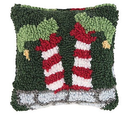8" x 8" Elf Hooked Throw Pillow by Valerie
