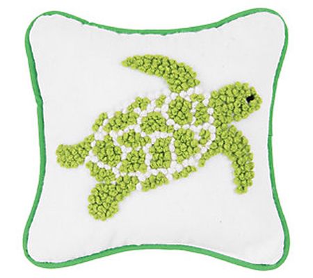 8" x 8" Green Turtle Pillow by Valerie