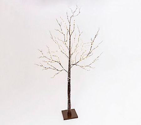 82.67" Tall Lighted Brown Snowy Tree by Gerson Co.