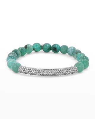 8mm Emerald Bracelet with Diamond Tube Bead
