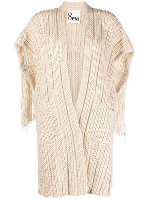 8pm fringed cable-knit cardigan - Neutrals