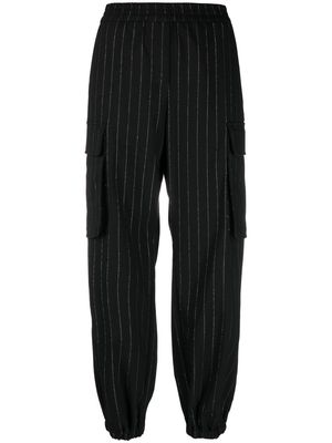8pm metallic pinstripe cargo trousers - Black