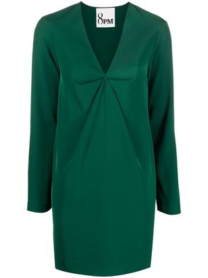 8pm V-neck long-sleeve minidress - Green
