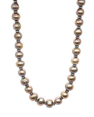 9-10mm Taupe Round Pearl Necklace