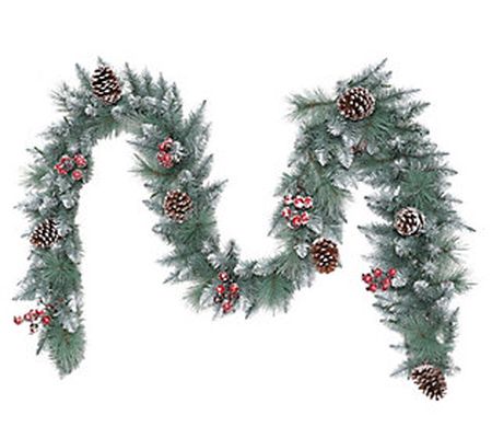 9' Sterling Pine Artificial Garland  Silver Gli tter