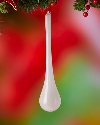 9" White Bubblegum Teardrop Holiday Ornament