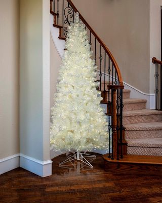 9' White Iridescent Tree with LED Lights