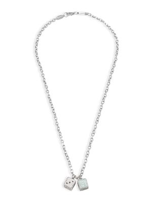 90s Kids Rhodium-Plate & Cubic Zirconia Dices Necklace - Silver