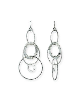 925 Classico Mixed Large Hammered Link Jet Set Earrings