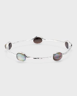 925 Rock Candy 5 Stone Bangle in Rock Crystal and Black Shell Doublet