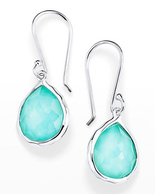 925 Rock Candy Mini Teardrop Earrings in Rock Crystal and Turquoise
