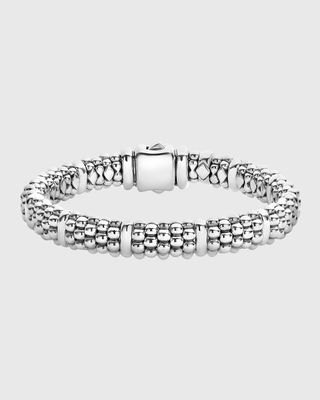 9mm Silver Station Caviar Bracelet