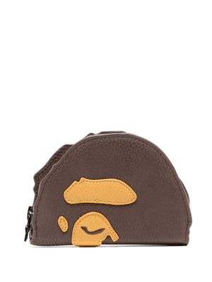 A BATHING APE® Ape Head leather coin purse - Brown