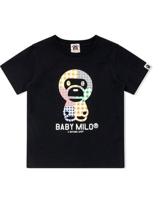 A BATHING APE® Baby Milo gingham T-shirt - Black