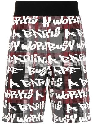 A BATHING APE® Bape Graffiti check-print shorts - Grey