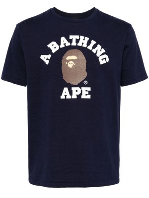 A BATHING APE® College logo-print cotton T-shirt - Blue