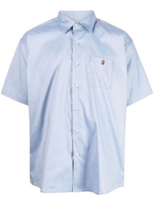 A BATHING APE® embroidered-motif short-sleeve shirt - Blue